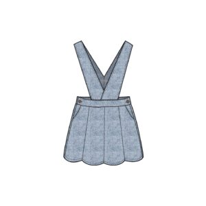 Stretch Denim - Scallop Salopette Dress