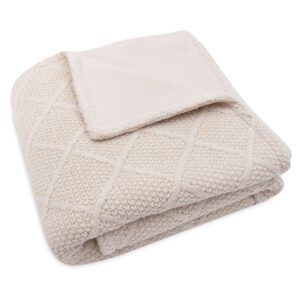 Deken Wieg 75x100cm Check Knit Oatmeal/Teddy Fleece
