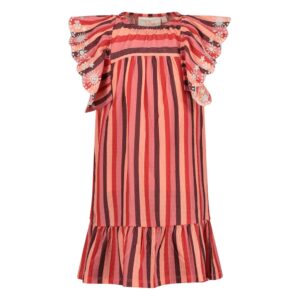Jurk streep seersucker - Salsa Sunset