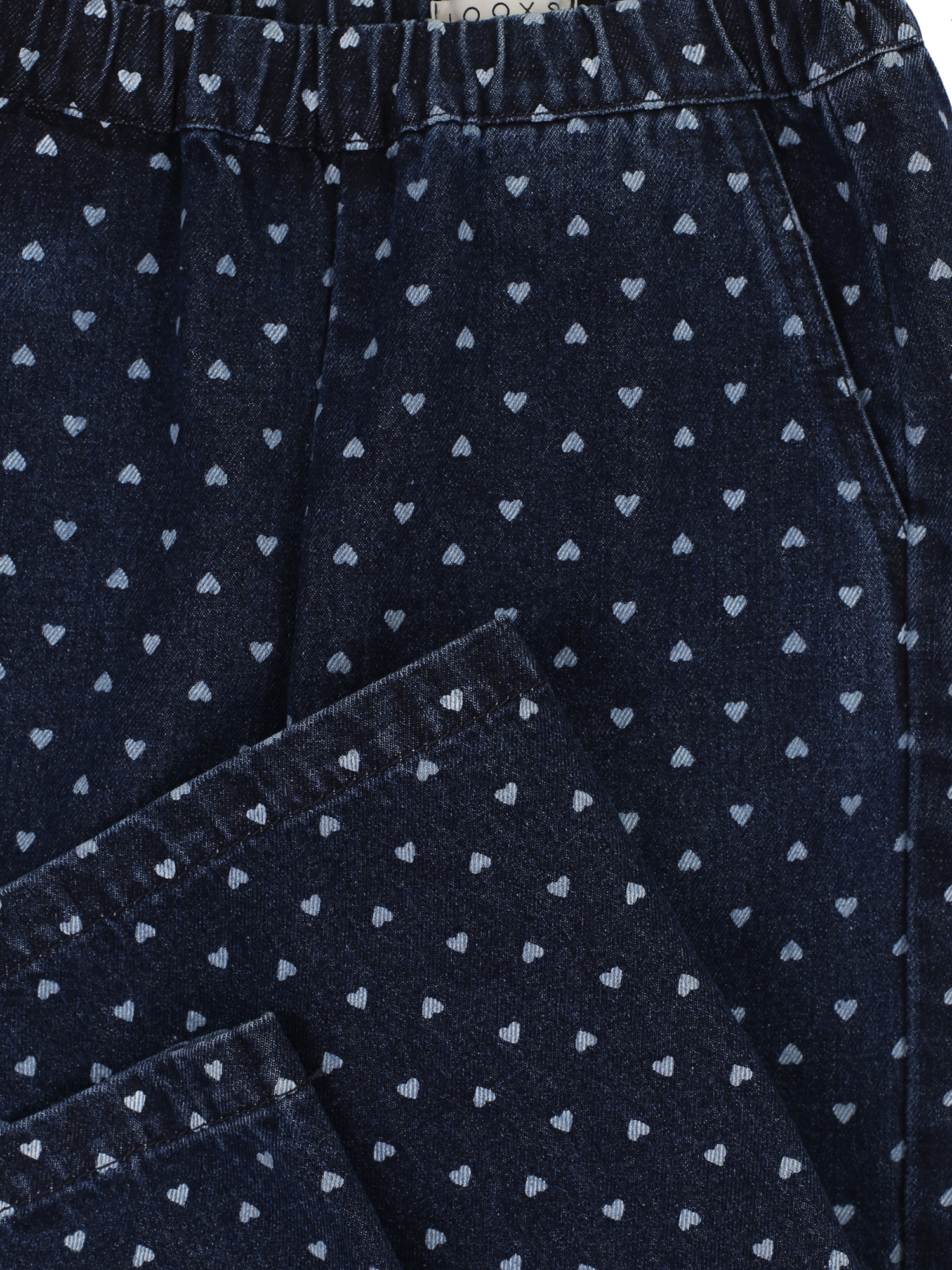 Little heart denim wide leg pants