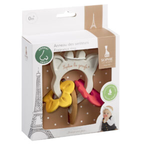 Sophie de giraf 5-Senses geur bijtring in witte geschenkdoos
